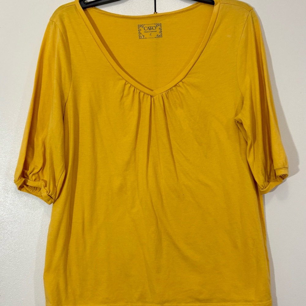 Cato Mustard V-Neck Blouse